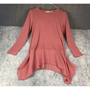 Soft Surroundings Womens Long Tunic Top Size M Mauve‎ Stretch Modal Blouse 2BV52